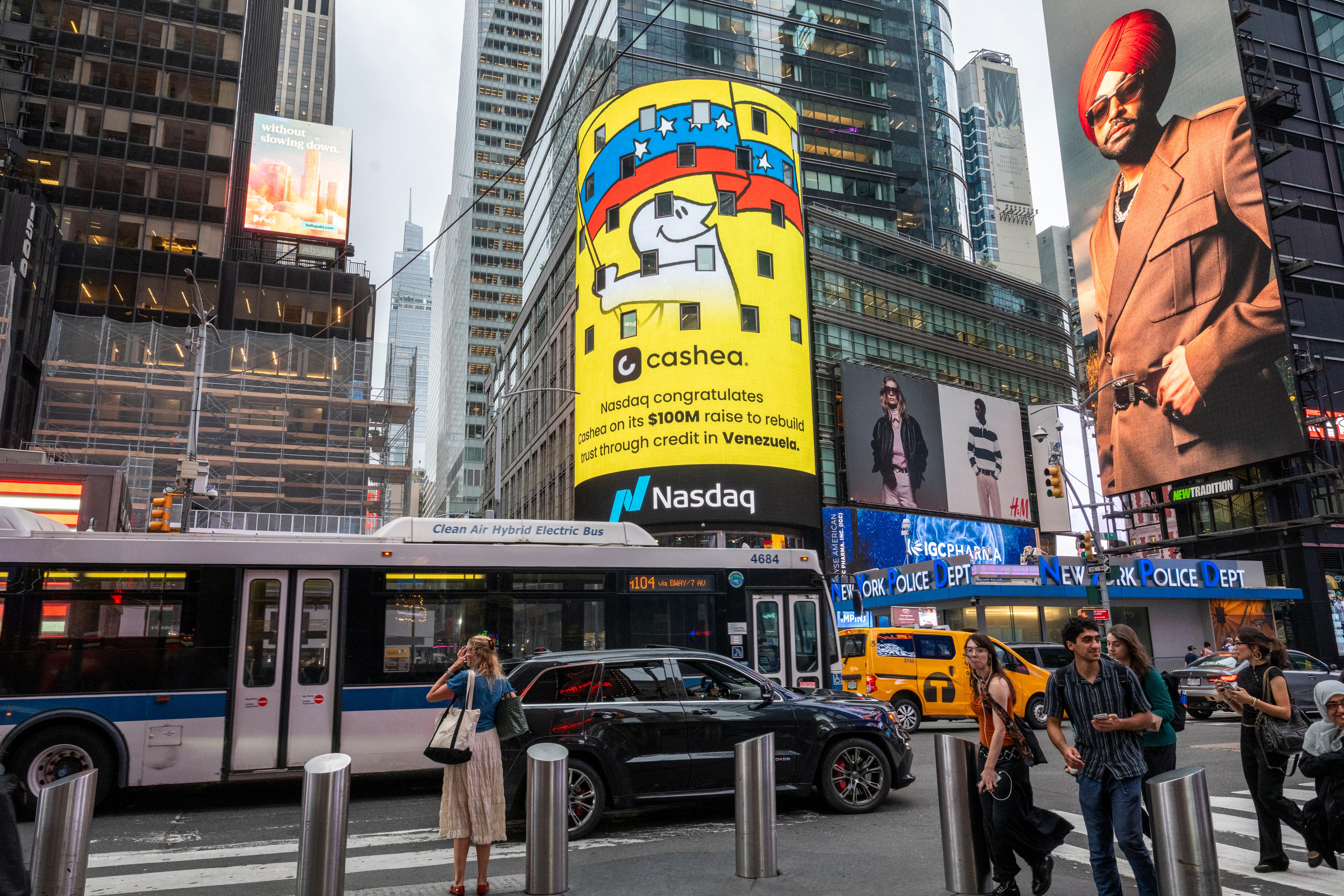 Cashea on the Nasdaq Times Square billboard